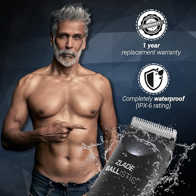 Zlade Ballistic LITE Manscaping Body Trimmer for Men | Beard, Body, Pubic Hair Grooming | Private Part Shaving | Waterproof, AAA Battery Powered | Travel Lock - 3 Second Long Press to Start Zlade Ballistic LITE Manscaping Body Trimmer for Men | Beard, Body, Pubic Hair Grooming | Private Part Shaving | Waterproof, AAA Battery Powered | Travel Lock - 3 Second Long Press to Start
